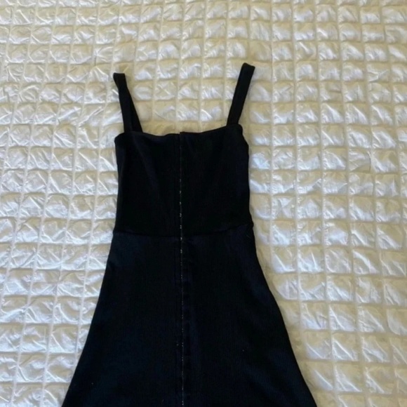 Reformation black ribbed hook eye Nellie mini dress